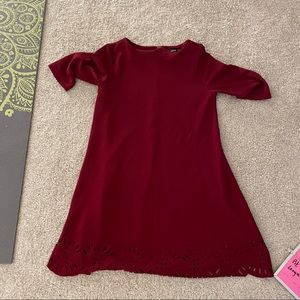 Burgundy dress with cutout design